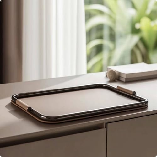 Metal Decorative Tray with Metal Frame Rectangular Catchall Tray with Handles Decorative Tabletop Organizer for Living Room, Dark Gray, Large 52 34 4 CM - Image 6