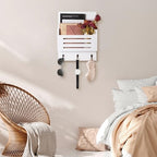 Wall Mounted Key and Mail Holder, 2-Slot Wooden Mail Sorter Organizer - Image 4
