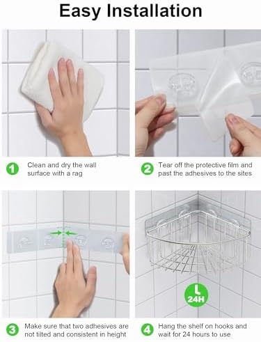 SMARTAKE 2-Pack Corner Shower Caddy Deep Basket, SUS304 Stainless Steel - Image 4