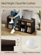 DINZI LVJ Shoe Storage Bench with Cushion, 40.9" Cubby Shoe Rack, 12-Cubby - Image 5