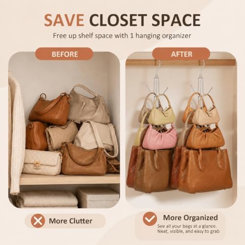 ZEDODIER 3 Pack Purse Hanger, Purse Organizer for Closet, Holds 18 Bags - Image 2