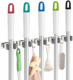 Foensc 5 Racks and 4 Hooks Mop and Broom Holder Wall Mount, Improved Non-Slip Broom Hanger Wall Mount, Self Adhesive Broom Organizer Storage Tool Racks for Home Kitchen Garden Laundry Garage by Unknown