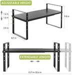 Across-Star Expandable Cabinet Shelf Organizer Rack, Stackable Kitchen Counter Storage Shelves Stand, Adjustable Height Pantry Shelf Spice Rack (Black, 1 Pack) - Image 5