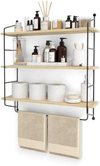 Sorbus 3-Tier Floating Shelves for Wall, Bathroom Storage & Decor (Maple) by Sorbus