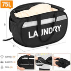 Collapsible Laundry Baskets with Lid, Foldable Clothes Hamper with Reinforced Handles, Sturdy Pop Up Hampers for Laundry, Tear Proof & Easy to Carry Laundry Hamper for Home, Dorm, Travel Black - Image 5