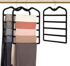 Pants Hangers Space Saving,3 Pack Velvet Short Neck Pants Hangers,5 Tier Space Saving Velvet Hanger,Closet Organizers and Storage Dorm Room Essentials for College Students Girls Guys Holds Pant,Jean by DOIOWN