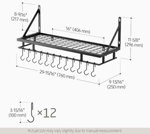 KES 30-Inch Kitchen Pan Pot Rack Wall Mounted, Hanging Storage Organizer - Image 5