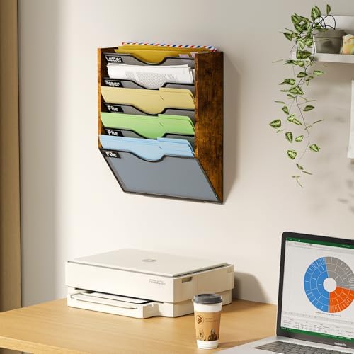 Ironwood Hanging Wall File Organizer, 5 Pocket Mesh Mail Organizer Wall Mounted with Nametag Label, Wall File Holder for Office Home School, Magazine Rack for Mail Paper Document Organization, Black - Image 2