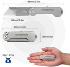 WORKPRO 2PCS EDC Folding Utility Knife, Mini Box Cutter with Quick Open Axis Lock, Quick Change Blade Razor Knife, Foldable Small Pocket Knife with Belt Clip, 2 Packs with 10 Extra Blades - Image 2