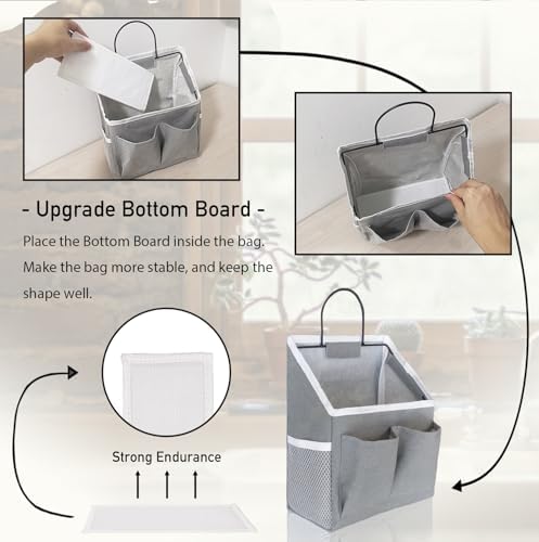 Kanrichu 2pcs Wall Hanging Storage Bag, Wall Hanging Baskets for Organizing as Over the Door Organizer, Wall File Organizer, Rv Storage and Organization. For Bedroom, Office, Camper (Gray-Upgraded) - Image 3