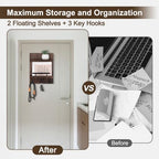 Magnetic Key Holder Wall Mount, Mail Shelf Decor with 3 Key Hooks - Image 6