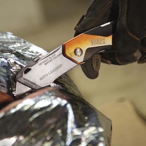 Klein Tools 44130 Utility Knife, Auto-Loading Folding Heavy Duty Retractable Box Cutter, Blade Storage, 3 Blades and Pocket Clip Included - Image 6