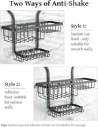 YASONIC Never Rust Shower Caddy Hanging, Aluminum Shower Racks for Inside Shower, 3-Tier Shower Organizer Hanging Over Shower Head with Hooks and Soap Holder, Black - Image 6
