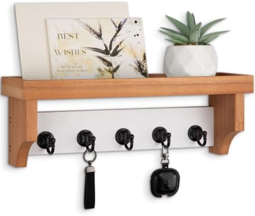 Key and Mail Holder Wall Mount, Mail Organizer with 5 Key Hooks by Lucundm