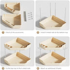 VITVITI 2 Tier Corner Bathroom Counter Organizer, Bathroom Countertop Organizer Storage for Sink, Plastic Makeup Organizer for Vanity Countertop Kitchen with Hooks, Cream White - Image 2