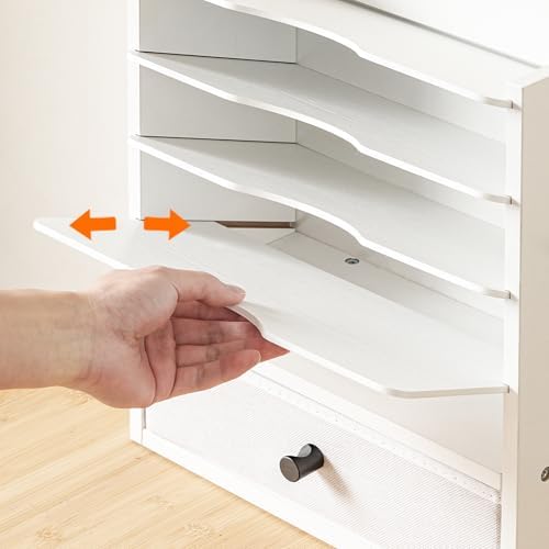 HOOBRO Wall File Organizer, Mail Organizer Wall Mounted, Wooden Literature Organizer, Construction Paper Organizer with Drawer Storage and 2 Hooks, for Office, Classroom, Home, White WT14WF01 - Image 6