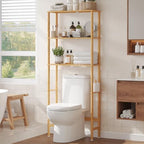 Over The Toilet Storage, Freestanding 3-Tier Bamboo Bathroom Shelves, Above Toilet Organizer for Home Washroom, Bathroom Decor (Natural) by AUGOHCMIL