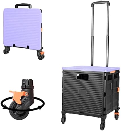 FELICON SELORSS Foldable Utility Cart Folding Portable Rolling Crate-Purple by FELICON