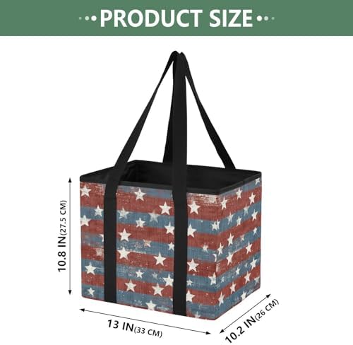 Trunk Organizer Collapsible Car Organizer with Handle Car Storage Box Bin for Groceries SUV Utility Tote Bag Portable Vehicle Container Vintage Stars July 4th - Image 2