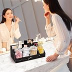 Marble Bathroom Countertop Organizer, Black Toothbrush Holders for Bathrooms Counter Organizer with 3PCS Qtip Dispenser, Toothbrush and Toothpaste Holder for Bathroom Organization Vanity Storage - Image 5