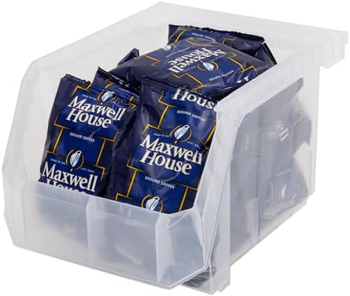 ReadySpace Medium-Tall Stackable Plastic Storage Bins, 4-Pack, Clear - Image 4