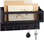 Colingmill Magnetic Mail and Key Holder with 5 Hooks for Wall, Black by Colingmill