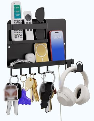 Metal Adhesive Wall Key & Mail Organizer with Shelf for Entryway by Unknown