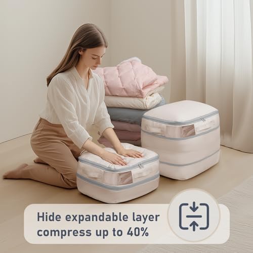 DIMJ Compression Storage Bags 6 Pack - Blanket Storage Bags with Window Zipper, Ultra Space Saving Self Compression Organizer for Puffer Jacket, Bedding, Lightweight Comforter Duvet, Sweater - Image 4