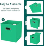 Black Foldable Storage Cubes Bins, Fabric Storage Box Cubes Organizer Baskets with Dual Handles for Home Organizer,Set of 3,(Green) - Image 6