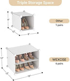 Portable Shoe Rack Organizer with Door, 48 Pairs Shoe Storage Cabinet Easy Assembly, Plastic Adjustable Shoes Organizer Stackable Detachable Free Standing Shoes Rack White - Image 6