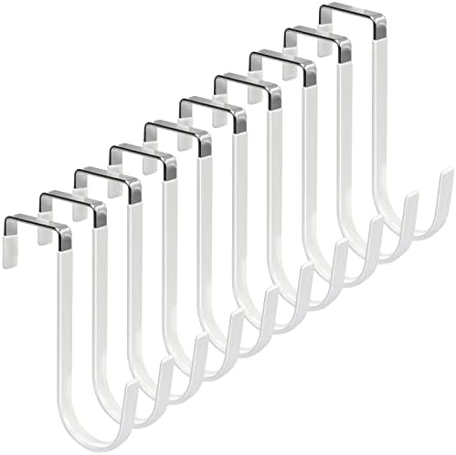 FYY Over the Door Hooks, Single-Hanger 10 Pack, Fits Doors 1 3/8" White by FYY
