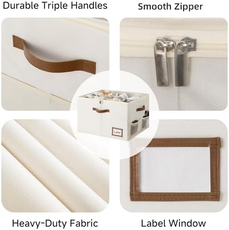 StorageWorks 2-Pack Shoe Storage Box for Closet, Sandal Organizer, Beige - Image 3