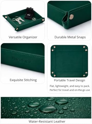 UnionBasic Valet Tray, Jewelry Tray for Rings Watches Earrings, Entryway Catchall Caddy for Coins Keys Change, Nightstand Organizer Bedside Valet Holder, Trays for Electronic Gadgets, Vintage Green - Image 2