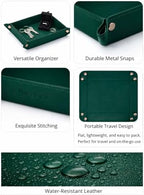 UnionBasic Valet Tray, Jewelry Tray for Rings Watches Earrings, Entryway Catchall Caddy for Coins Keys Change, Nightstand Organizer Bedside Valet Holder, Trays for Electronic Gadgets, Vintage Green - Image 2
