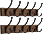 Optish Coat Rack Wall Mount, 16.5 Inches Wood Coat Hooks Wall Mount, Wall Coat Rack with 5 Hooks, Hat Rack Wall Hooks for Hanging Coat, Bag, Towel (2Pack, Brown) by Optish