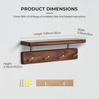 Walnut Wood Coat Rack with Shelf, Wall Mounted Entryway Organizer - Image 6
