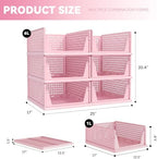 Pink Girl Closet Organizers and Storage Stackable Plastic Drawer Basket for Clothing Stackable Storage Bins Shelf Storage Container for RV Closet Wardrobe Bedroom Bathroom Playroom 6 Pack - Image 3