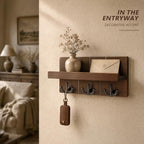 Rebee Vision Key Holder Wall Mount with 3 Hooks for Entryway, Retro Brown - Image 4