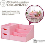 Uncluttered Designs Makeup Organizer With Drawers - Cute Kawaii Countertop Storage for Cosmetics, Pretty Vanity Holder for Perfume, Skincare, Brush, Lipstick, Nail Polish and other Accessories (Pink) - Image 2