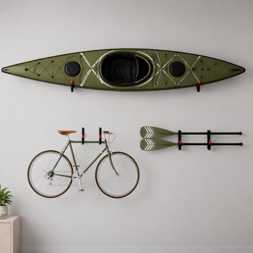 18-Piece Heavy Duty Garage Storage Hooks - 6x15” Jumbo Garage Hooks with EVA Padding (120 LB Capacity) + 6x3.5” Utility Hooks & 6 Storage Straps, Wall Rack for Kayak, Bike, Surfboard, Ski, Ladder - Image 7