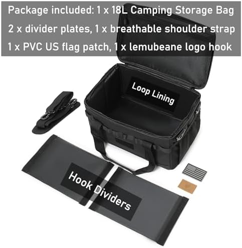 Tactical Camping Storage Bag 18L Tactical Utility Tote Bag Camping Cookware Organizer Trunk Organizer (Black) - Image 3