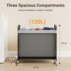 ELYKEN Laundry Hamper 3 Section, 120L Rolling Laundry Sorter with Wheels - Image 3
