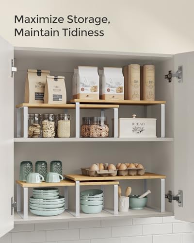SONGMICS Cabinet Organizer Shelf, Set of 4 Spice Rack, Kitchen Storage - Image 6