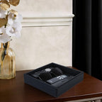 HofferRuffer Faux Leather Vanity Tray, Elegant Desktop Storage Organizer, Decorative Catchall for Perfume, Bathroom Valet, Nightstand or Dresser, 8 x 8 x 1.8 inches (Black) - Image 5