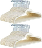 Amazon Basics Slim Velvet Non-Slip Space Saving Suit Clothes Hangers for Closet Organization, Ivory/Beige, 100-Pack by AmazonBasics