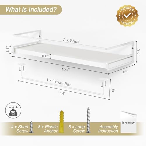 Forbena Bathroom Shelves for Wall Set of 2, White Nursery Floating Book Shelves for Kids Room, Small Wall Mount Bookshelf and Toy Storage Organizer for Baby Toddlers Teens Boys Girls Bedroom - Image 3