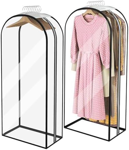 Garment Bags for Hanging Clothes 50” Long, Ultra Clear Suit Bags for Closet Storage, Moving Organization, Travel Covers with 10" Gussets for Coat, Dress, Shirt and Sweater - 2 PCS by Ramota