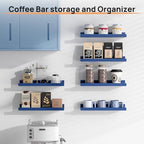 upsimples Floating Shelves for Wall Decor Storage, Navy Blue, 6Pcs, 15.7'' - Image 4