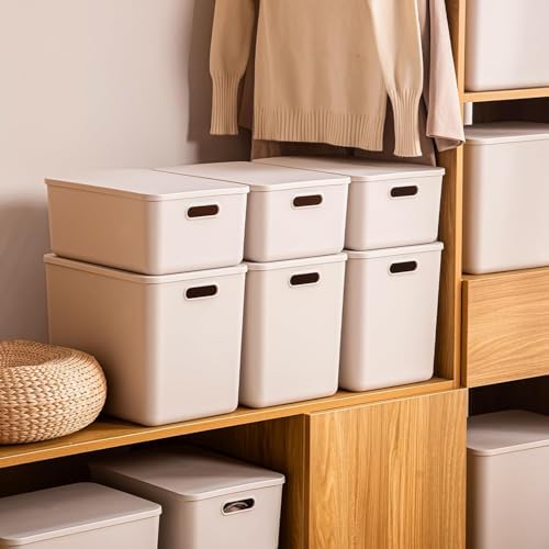 Set Of 2 Plastic Storage Bins,14.5x10.2x6.3 Inch Versatile Kitchen Pantry Organization and Storage,for Plastic Storage Container Under Bed,Under Sink Bathroom Organizer (Light grey, 2XL.) - Image 3