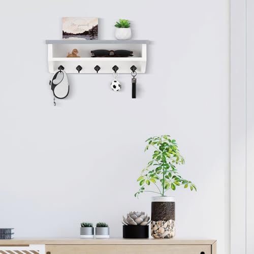 Nekon Key Holder Wall Mount, Wall Organizer Shelf with 5 Key Hooks - Image 4